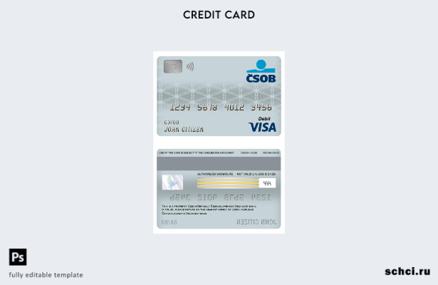 цифровая загрузка шаблона дебетовой карты Visa Чешской Республики ceskoslovenská